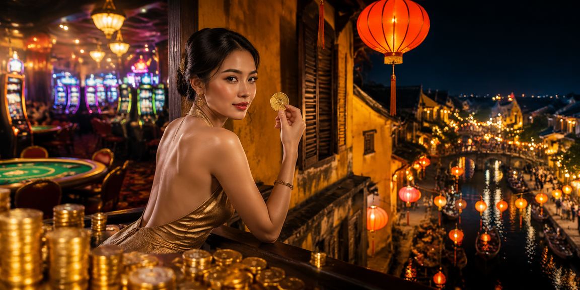 Người dùng Hội An theo dõi kèo bóng đá và casino dưới ánh đèn lồng về đêm